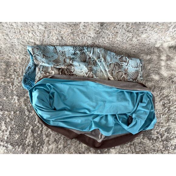 NEW White House Black Market Size M Snakeskin Print Ombre Cutout Back Dress Blue - Picture 6 of 9